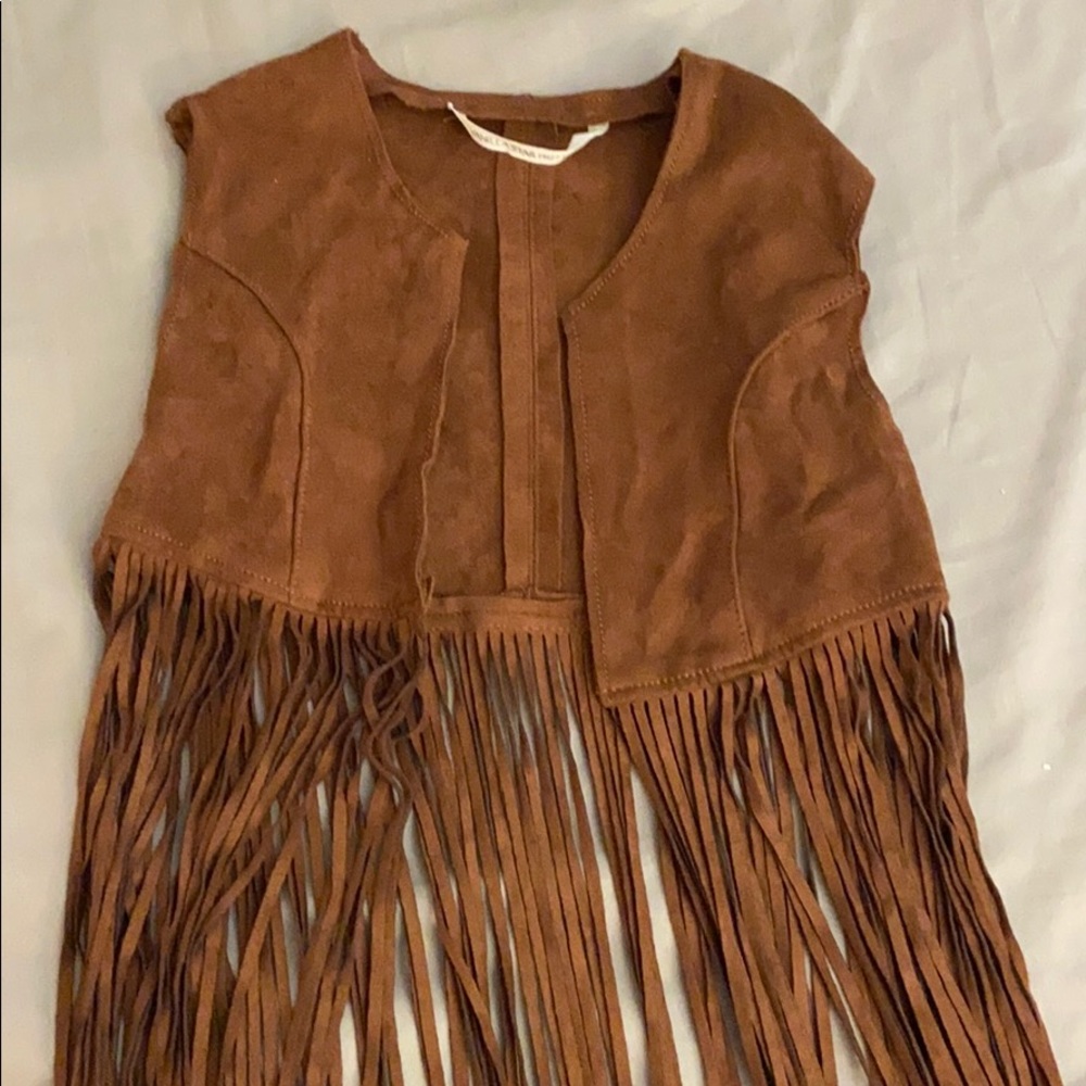 Brown suede fringe vest